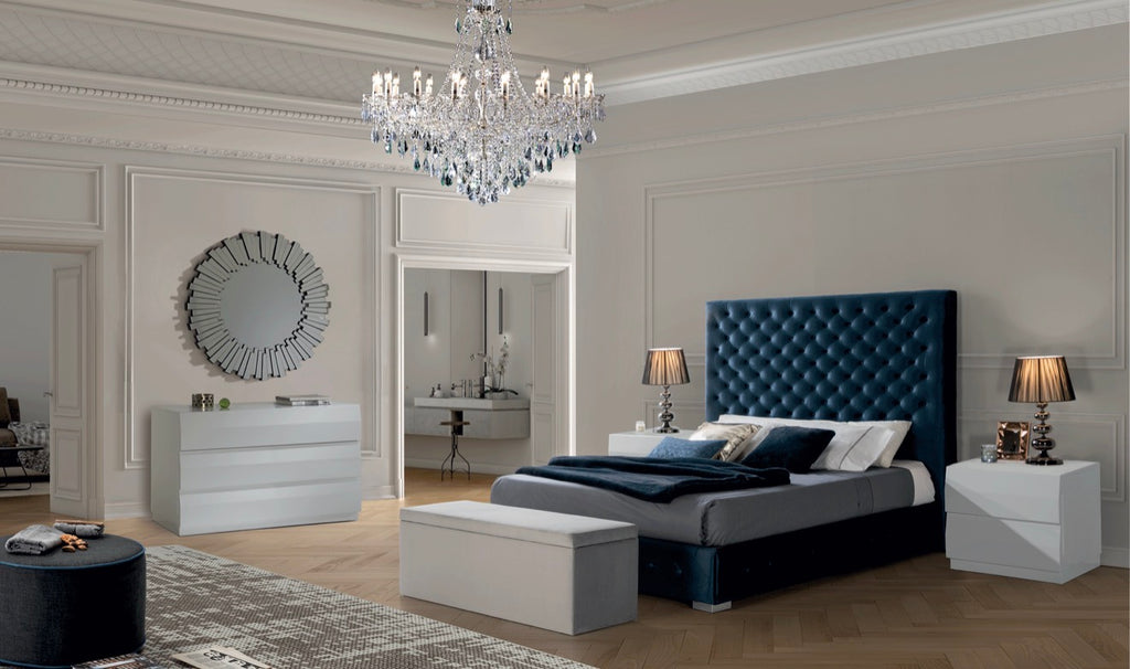 Casa Milano – Leonor Blue Upholstered Bed with Storage