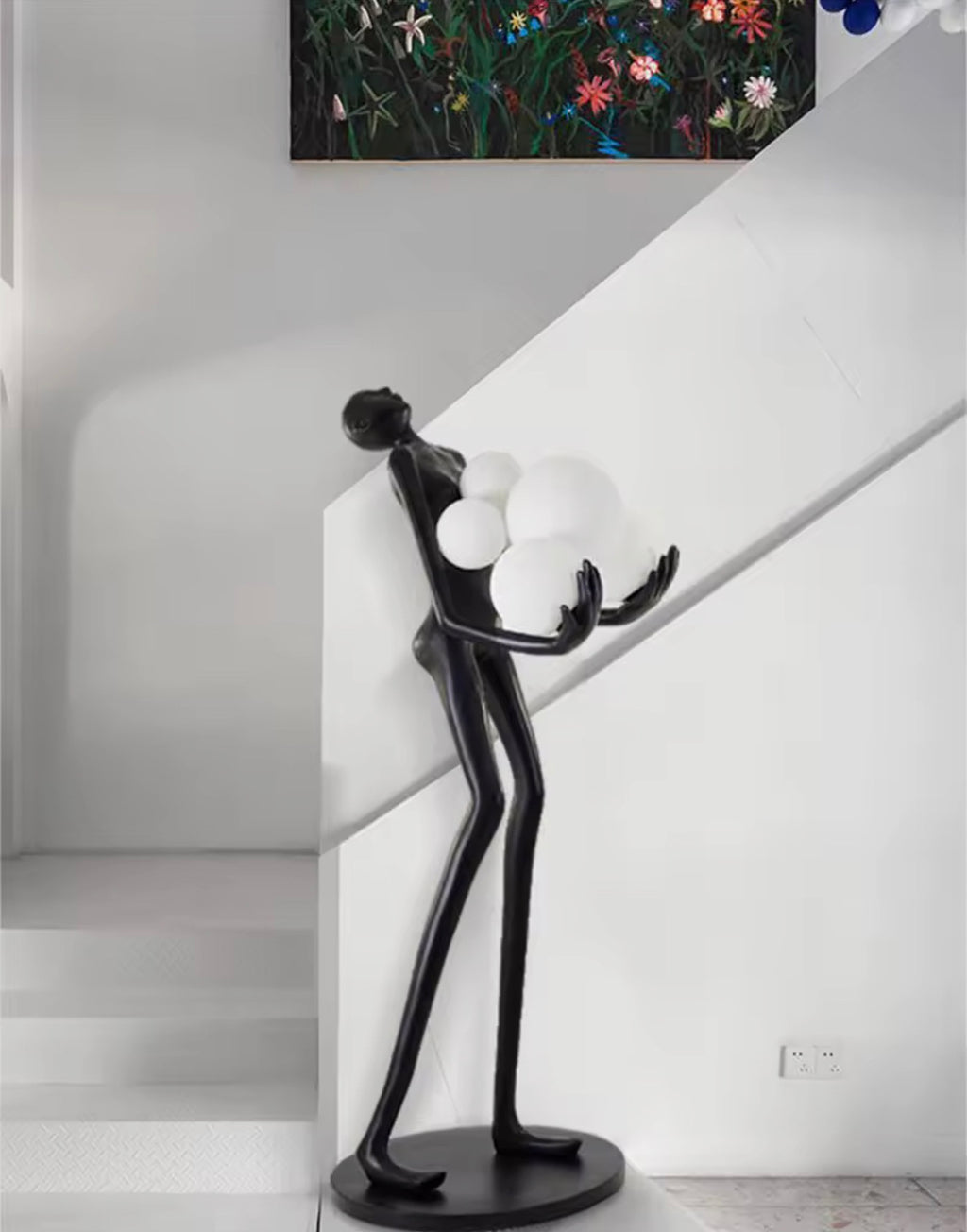 Casa Milano – Sculptural Figure Floor Lamp with Floating Glass Orbs