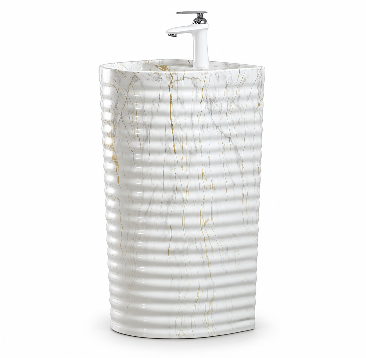 BIANCA FLUTED MARBLE-LOOK TOILET & PEDESTAL SINK COLLECTION
