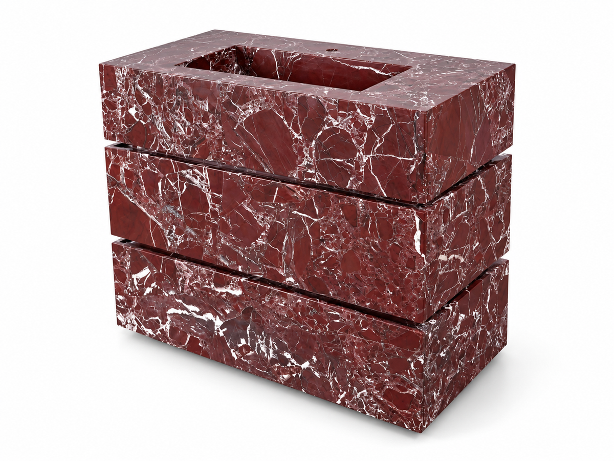 Rosso Levanto Marble Bathroom Vanity
