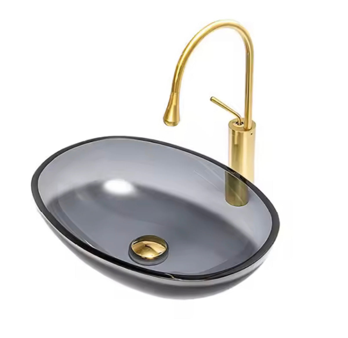 Nerina Oval Tempered Glass Vessel Sink