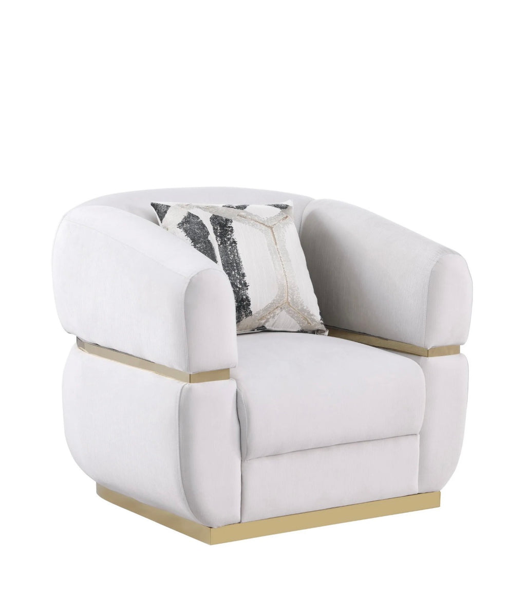 Casa Milano Carmela Living Room Set – Ivory Cream Velvet