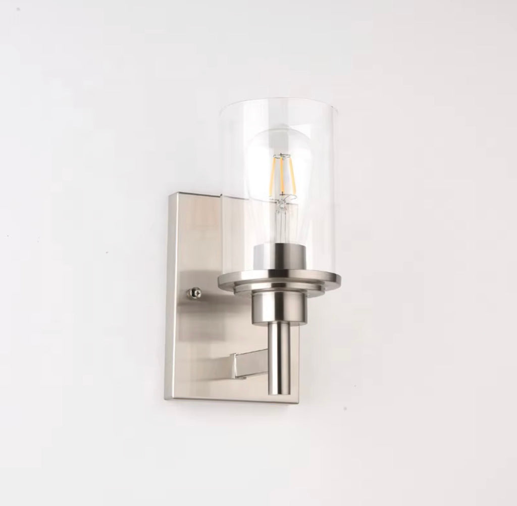 Valentina Brushed Nickel Glass Bathroom Wall Sconce