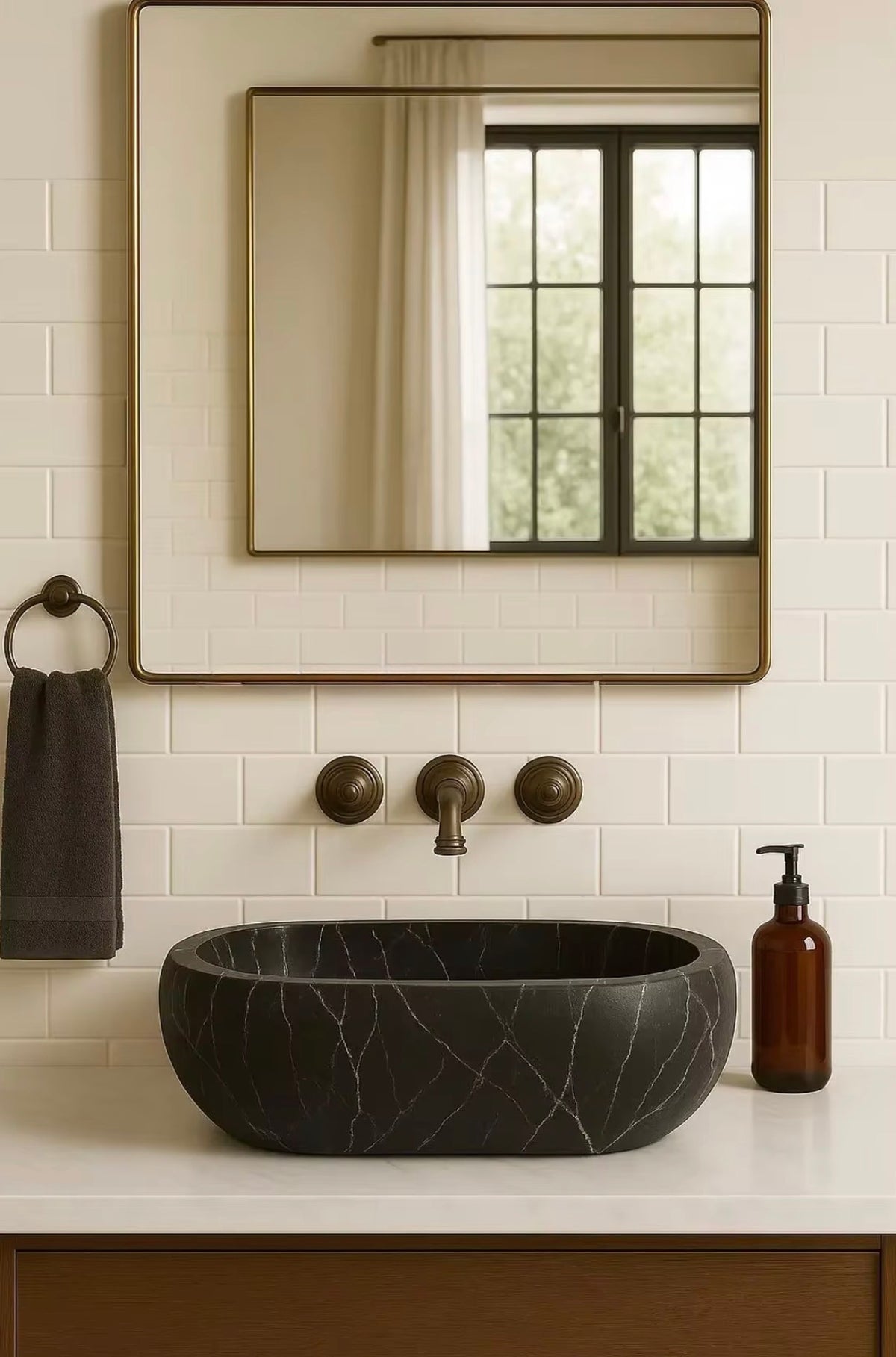 NOIR NATURAL BLACK MARBLE OVAL VESSEL SINK
