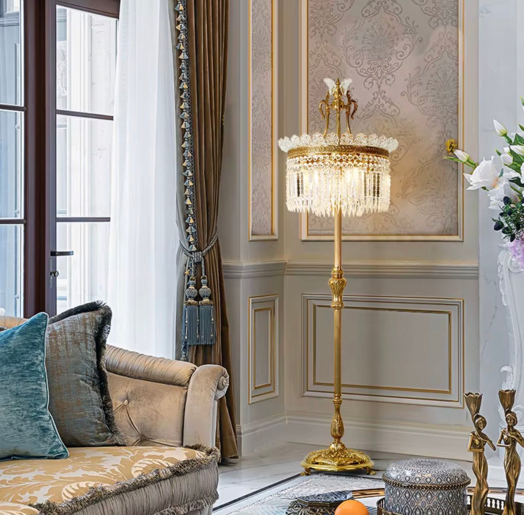 Isadora Gilded Crystal Floor Lamp