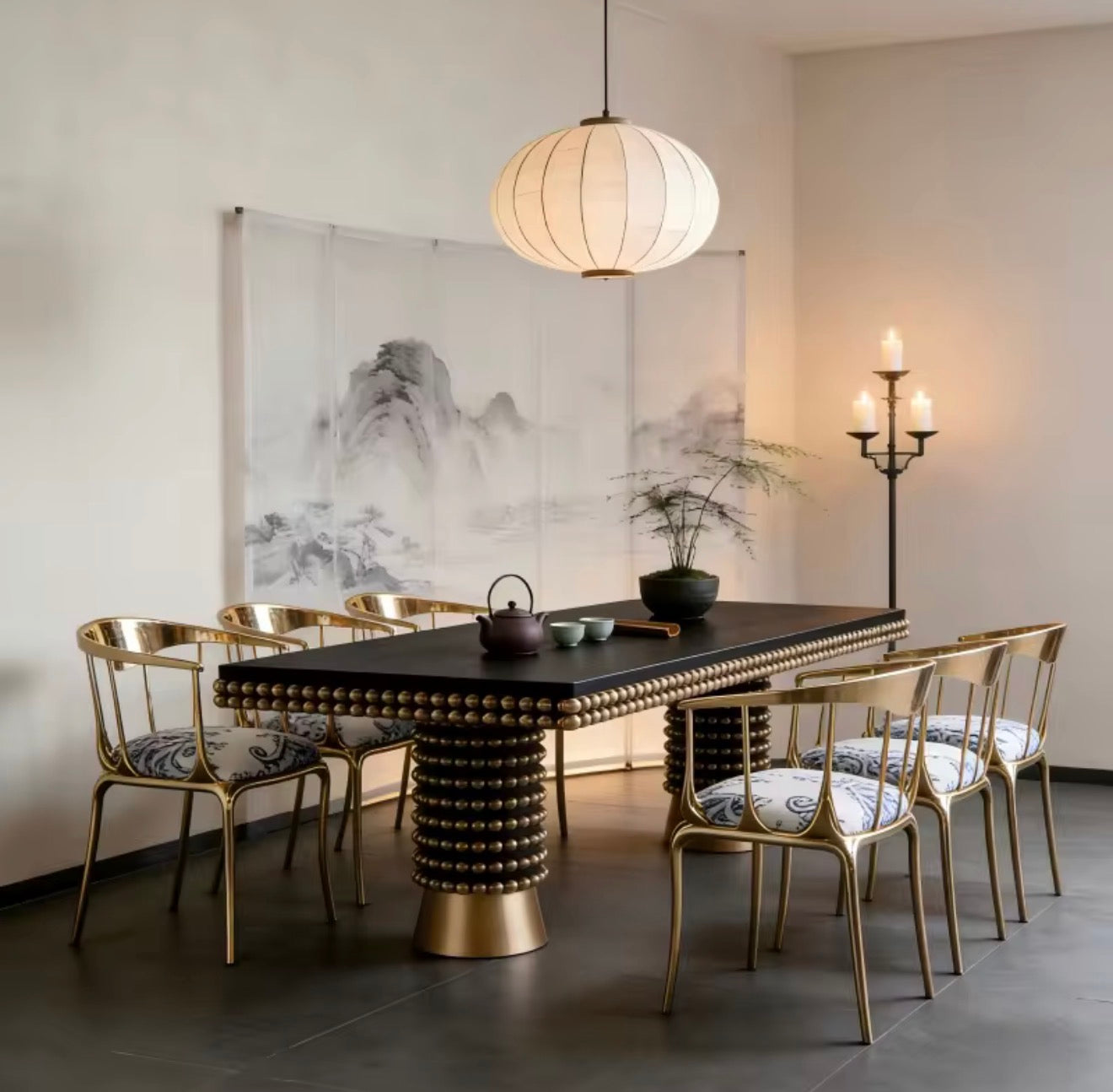 Casa Milano Valentino Noir Beaded Luxury Dining Table
