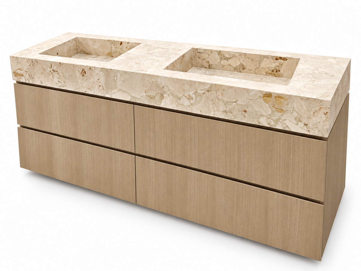 Serafina Breccia Silica Marble Double Bathroom Vanity