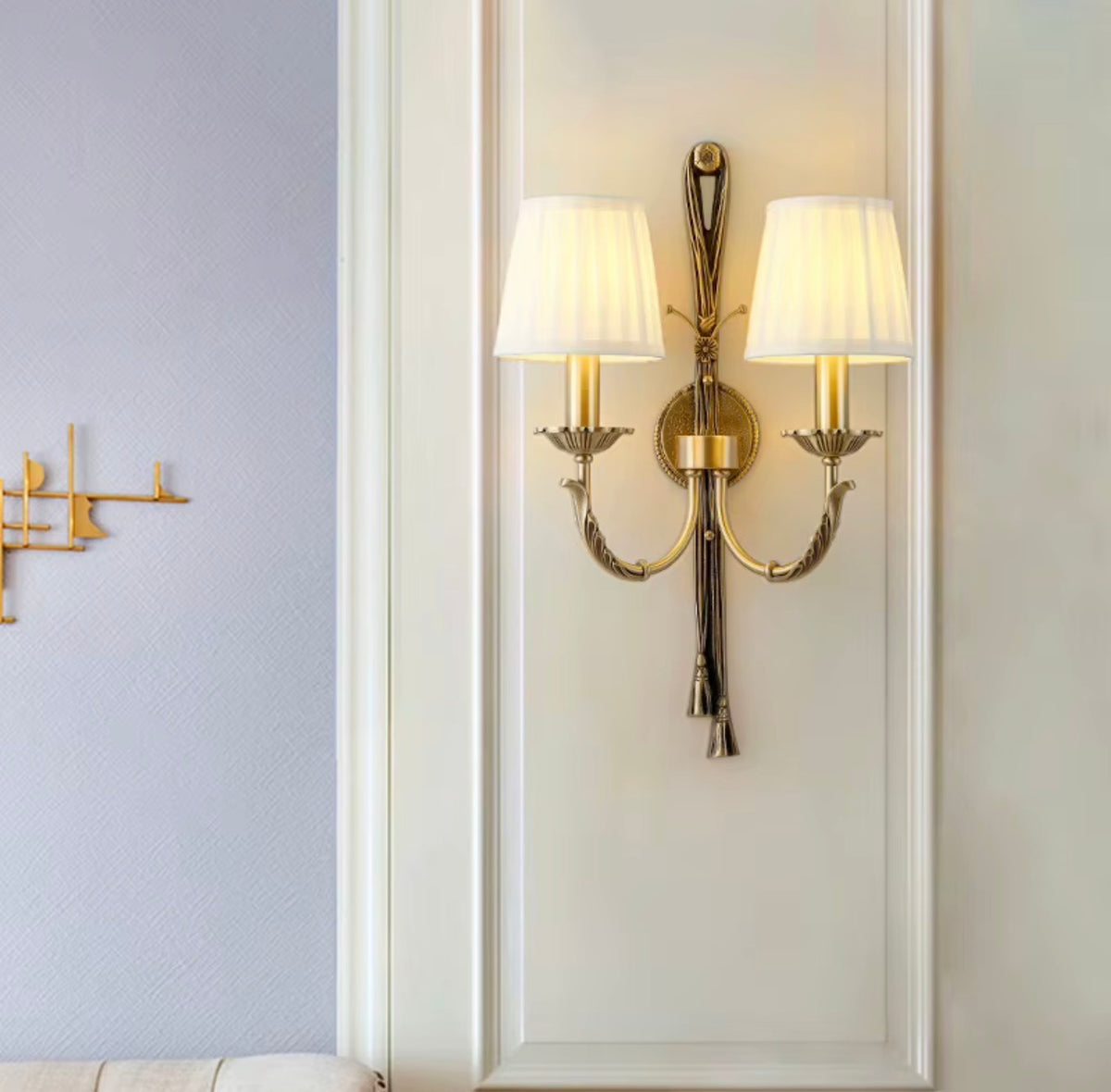 Monaco Dual Arm Brass Wall Sconce