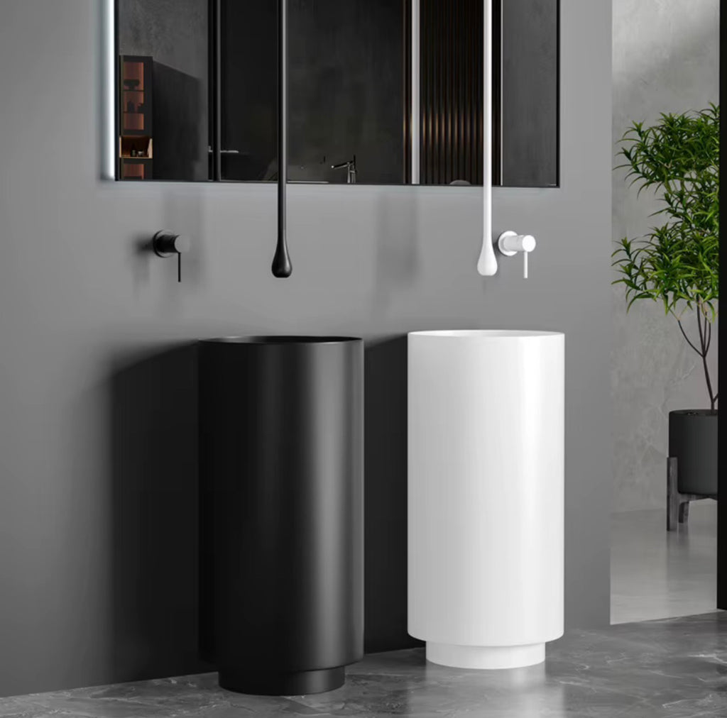 Monza Cylindrical Stainless Steel Pedestal Sink