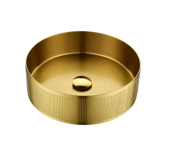 Alessandro Fluted Gold Stainless Steel Vessel Sink