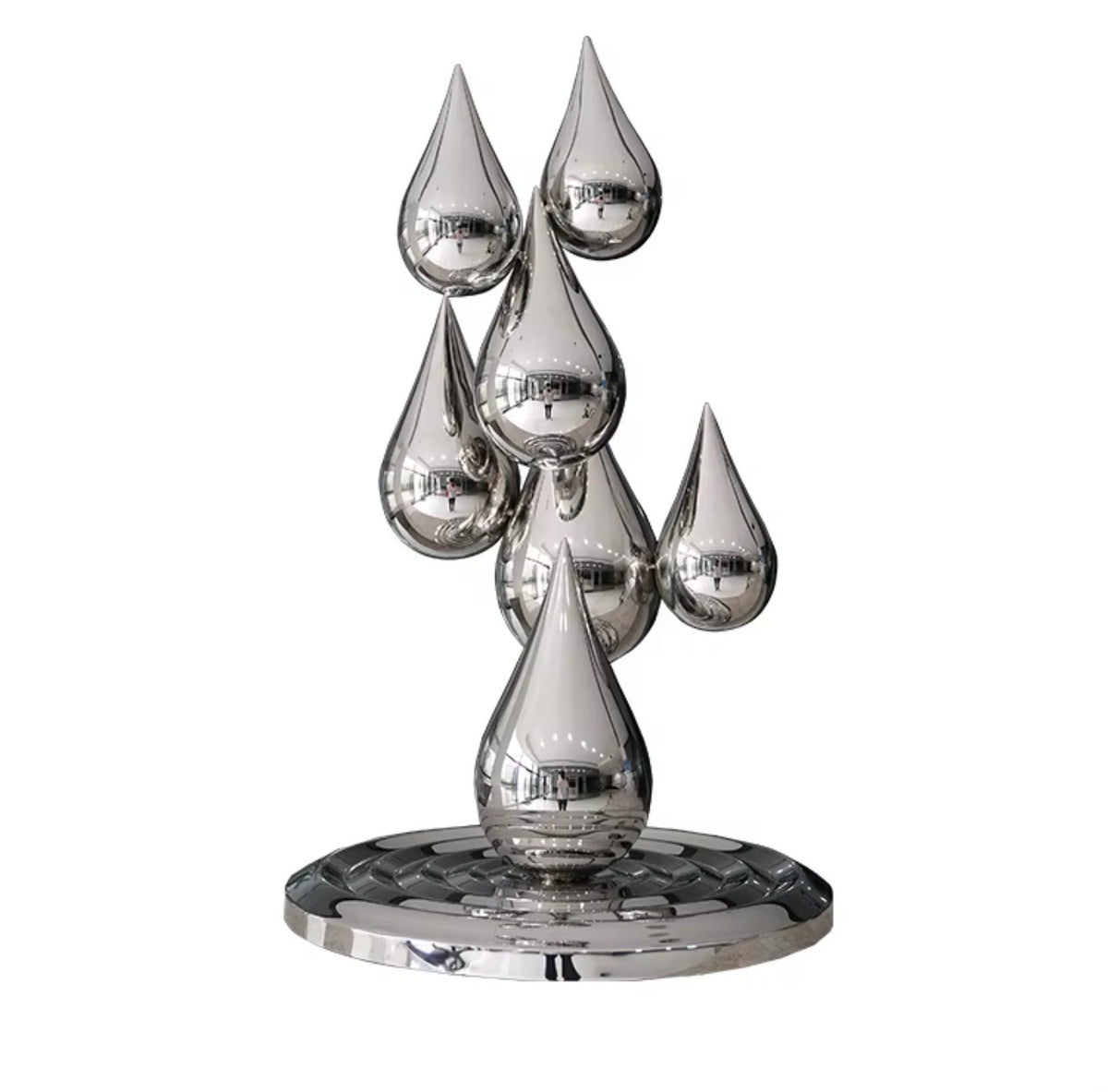 Serena Mirror Polished Stainless Steel Water Drop Sculpture