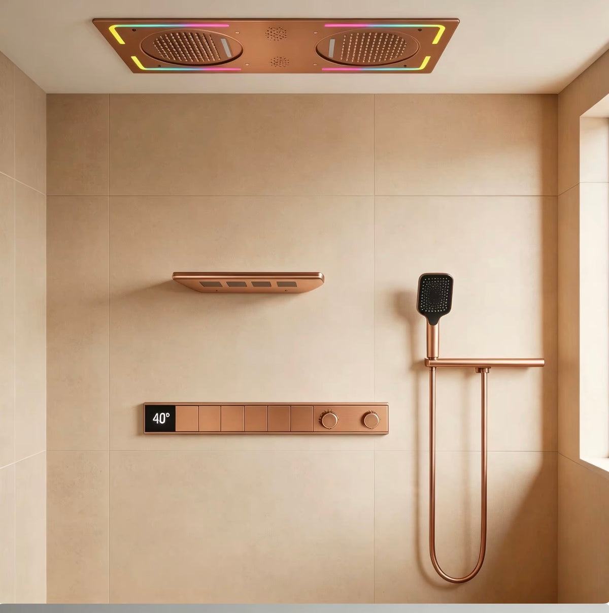 LUCIANO 6-FUNCTION THERMOSTATIC DUAL RAIN SHOWER SYSTEM