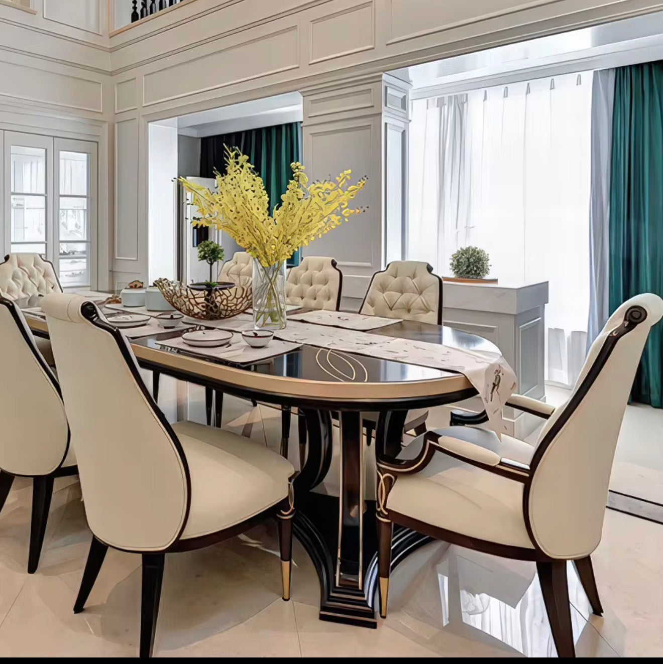 Casa Milano Bellagio Oval Luxury Dining Table Set.
