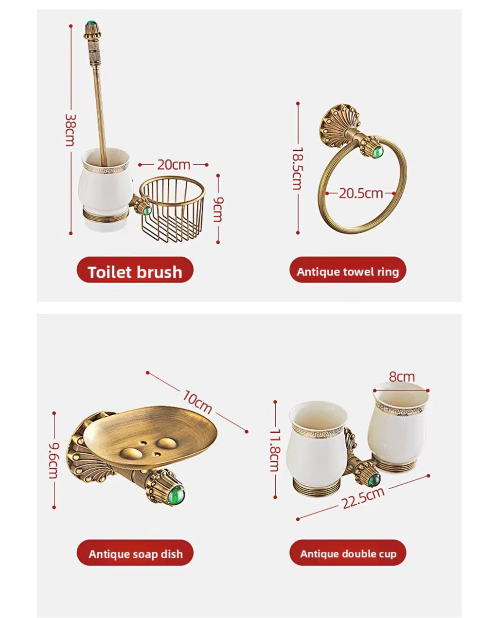 Palazzo Emerald Brass 9-Piece Bathroom Hardware Set