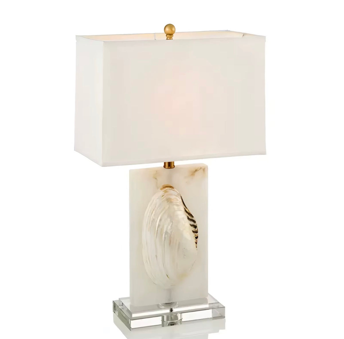 Pearl Oyster Marble & Crystal Table Lamp