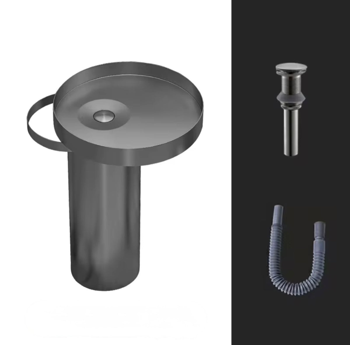 Vittoria Round Stainless Steel Pedestal Sink Set