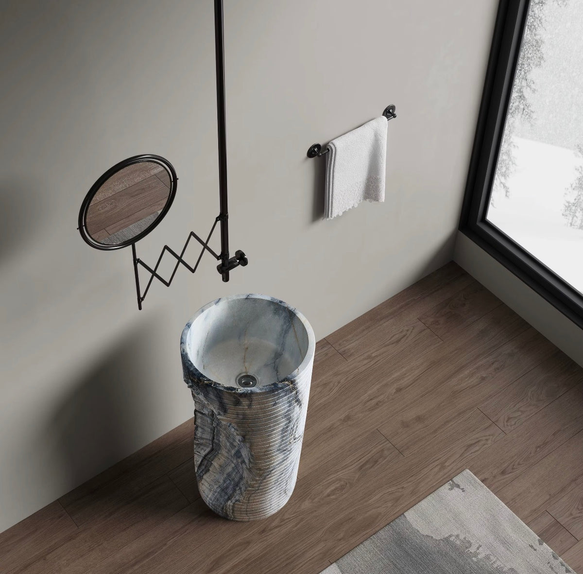 Lorenza Sculptural Stone Pedestal Sink