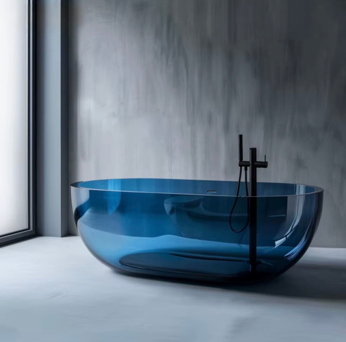 AZZURRO TRANSPARENT RESIN FREESTANDING SOAKING BATHTUB