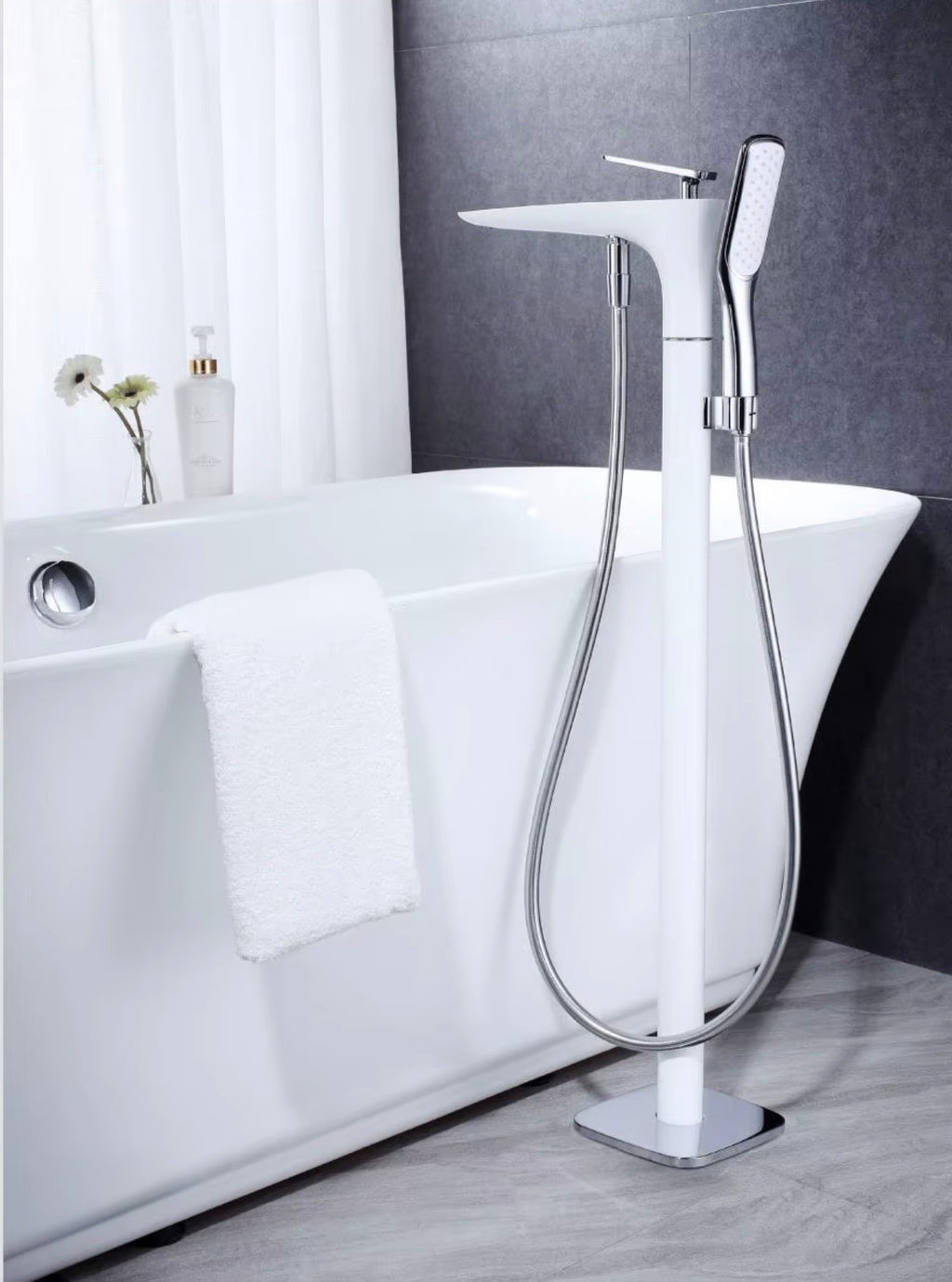 Aida Freestanding Tub Filler with Hand Shower
