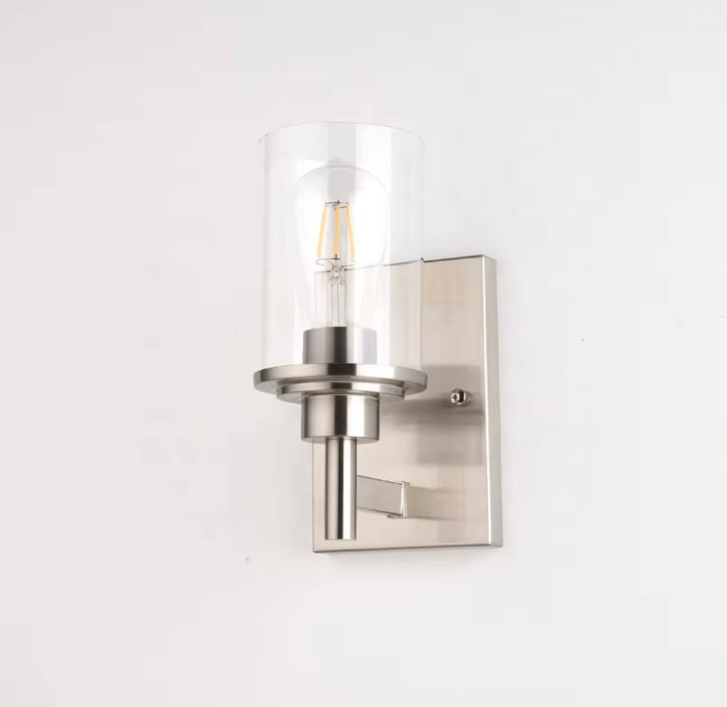 Valentina Brushed Nickel Glass Bathroom Wall Sconce