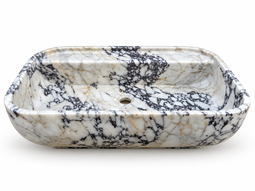 Calacatta Viola Marble Rectangular Vessel Sink