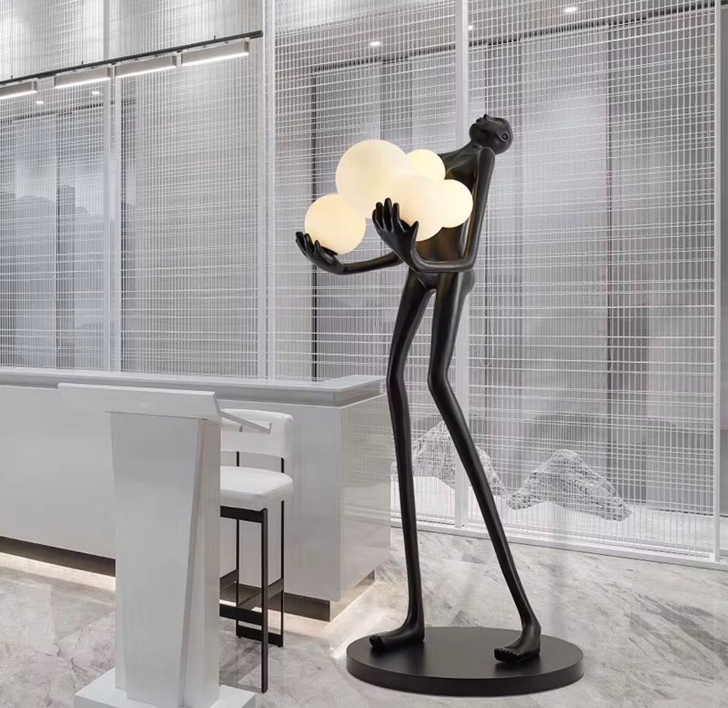 Casa Milano – Sculptural Figure Floor Lamp with Floating Glass Orbs
