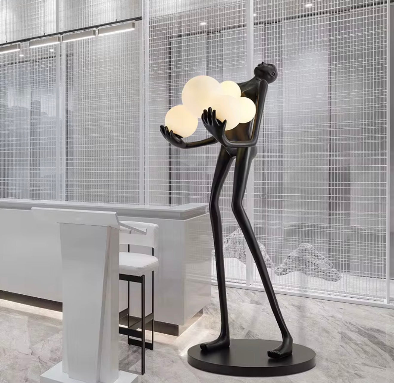 Casa Milano – Sculptural Figure Floor Lamp with Floating Glass Orbs