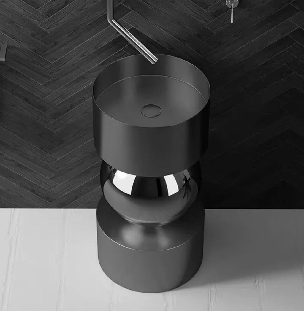 Saphira 304 Stainless Steel Sculptural Pedestal Sink