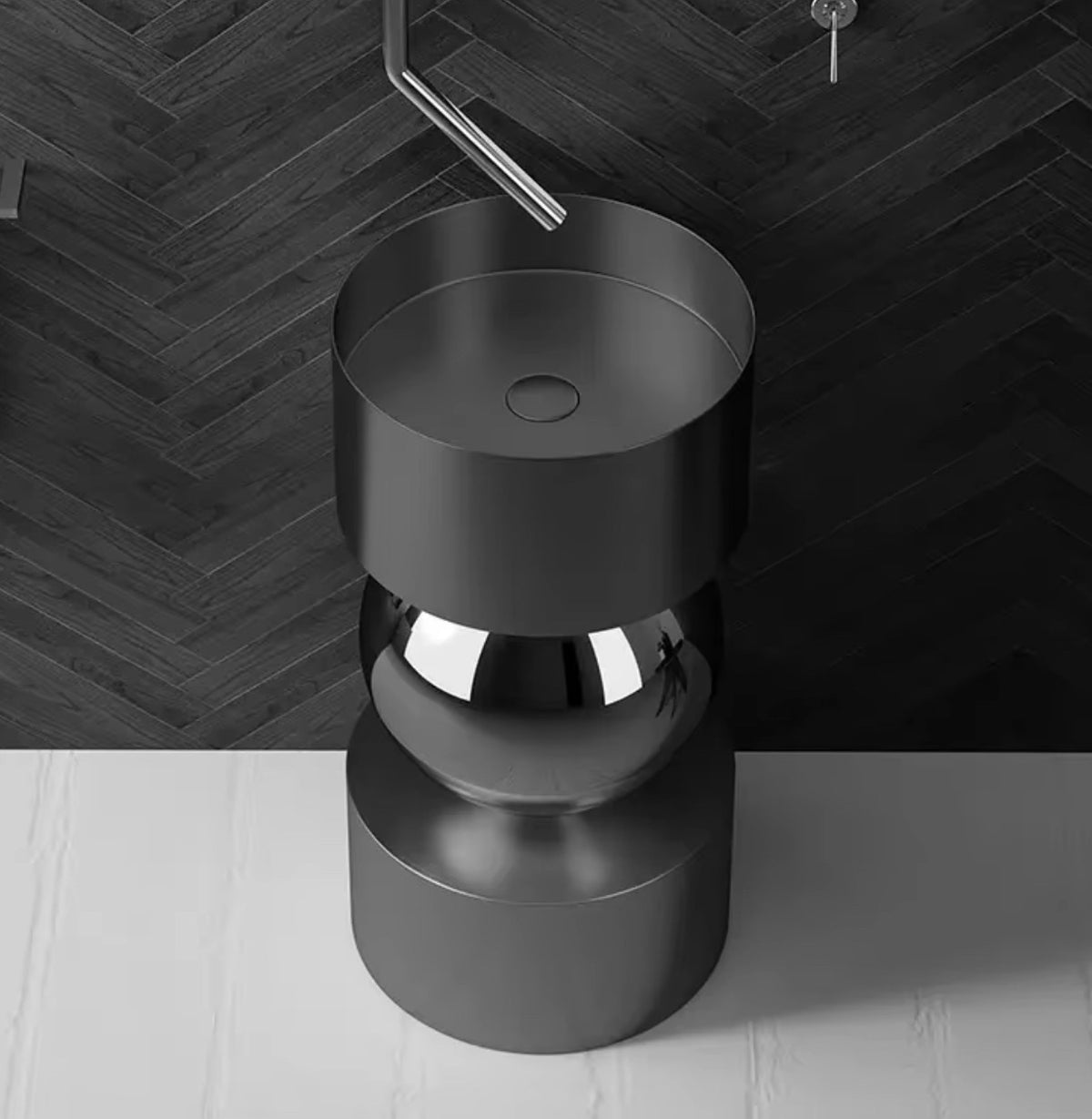 Saphira 304 Stainless Steel Sculptural Pedestal Sink