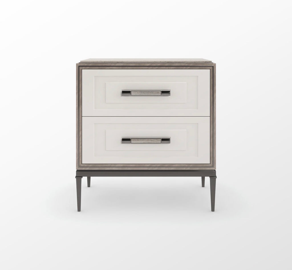 Caracole I'm Impressed Silver Travertine Nightstand