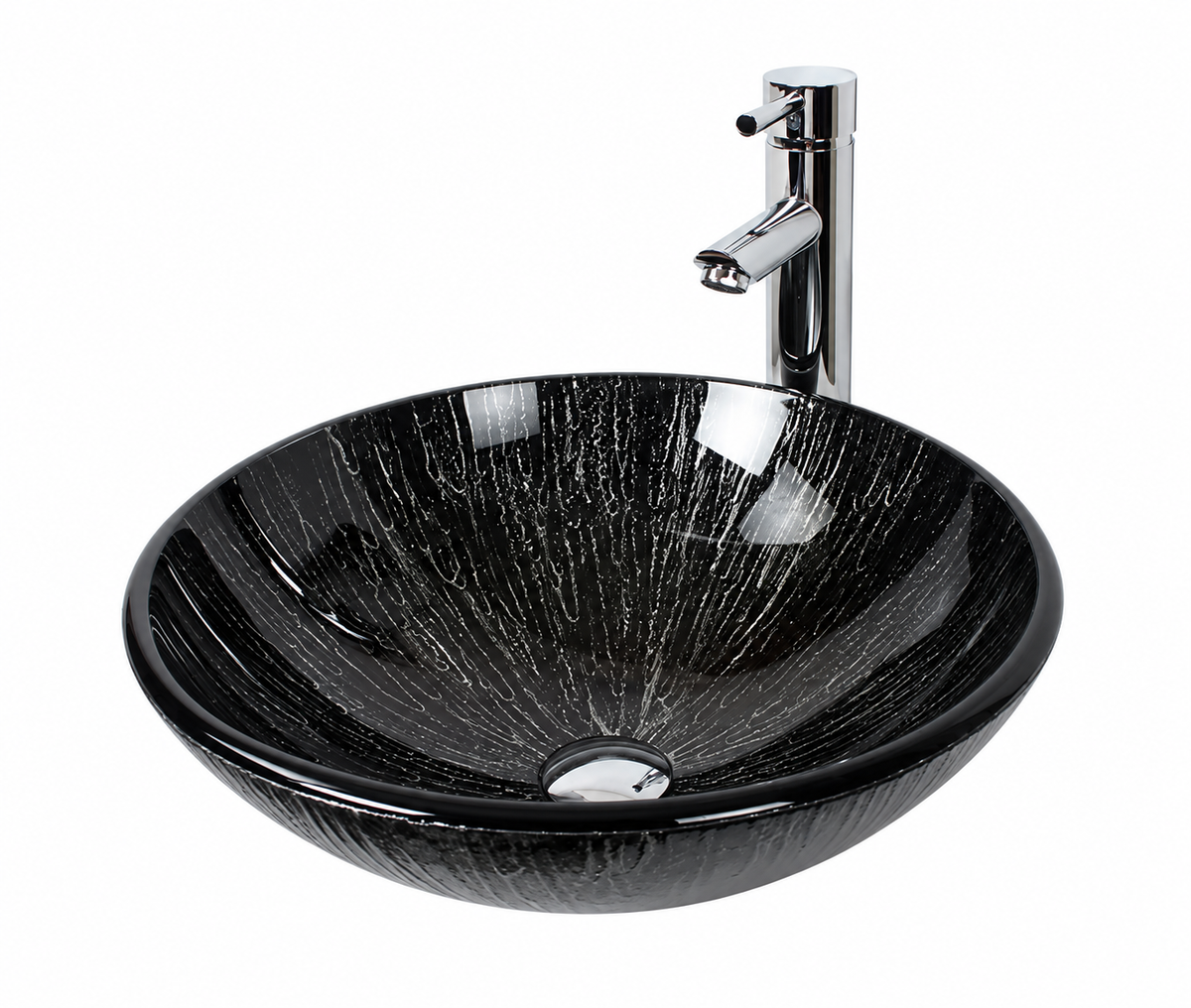 Serafina Tempered Glass Vessel Sink Set