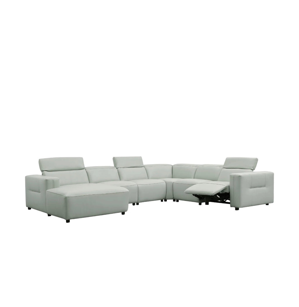 Casa Milano Noelia Italian Leather Power Reclining Sectional with Chaise