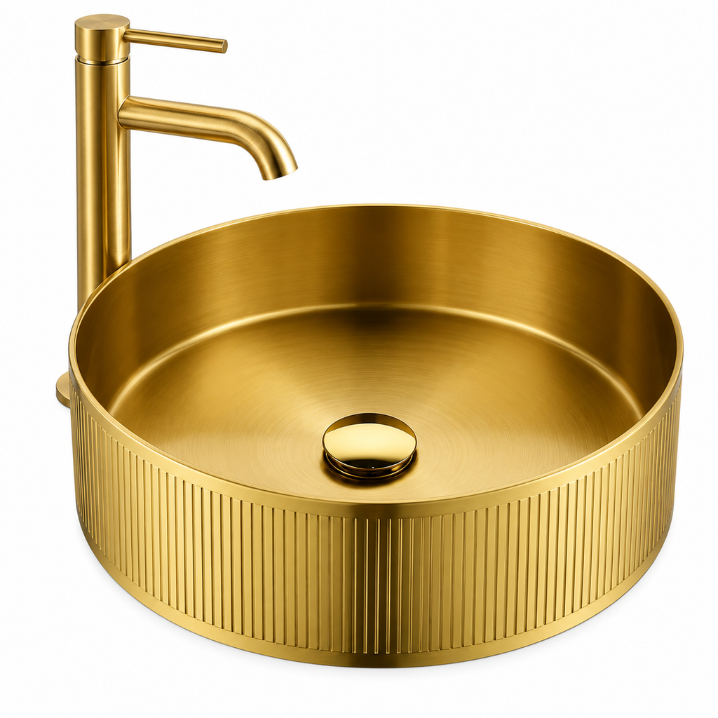 Alessandro Fluted Gold Stainless Steel Vessel Sink