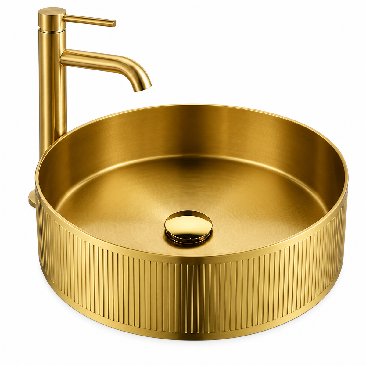 Alessandro Fluted Gold Stainless Steel Vessel Sink