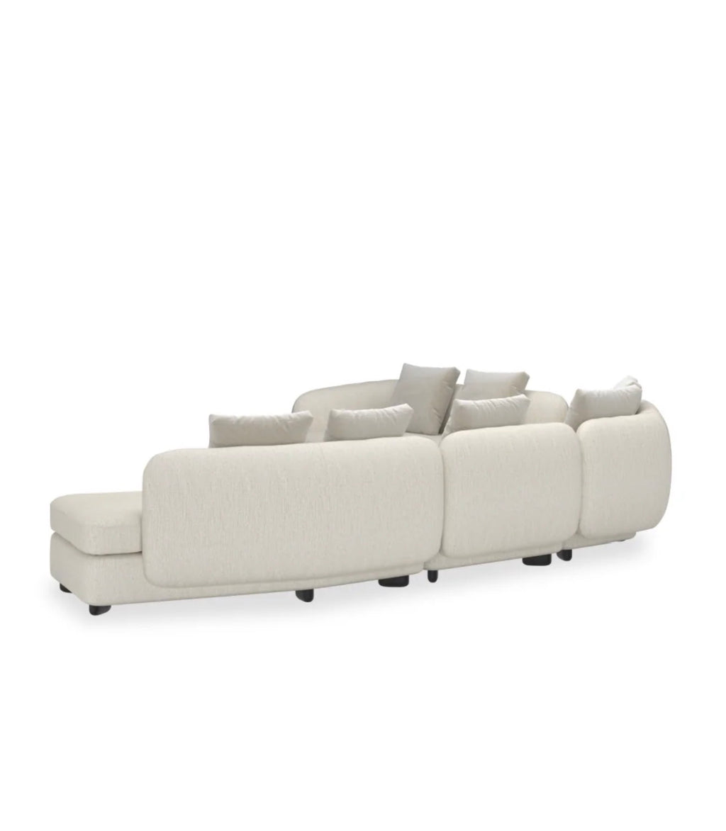 Casa Milano – Lumi Ivory Ribbed Linen 4-Piece Sectional Sofa