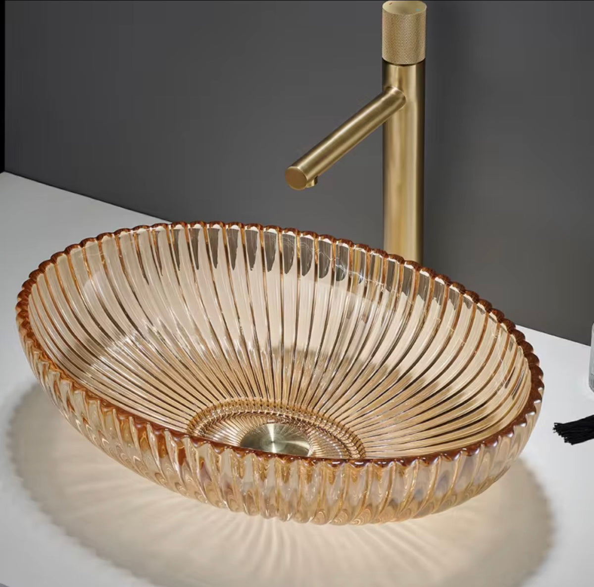 VENEZIA FLUTED GLASS OVAL VESSEL SINK