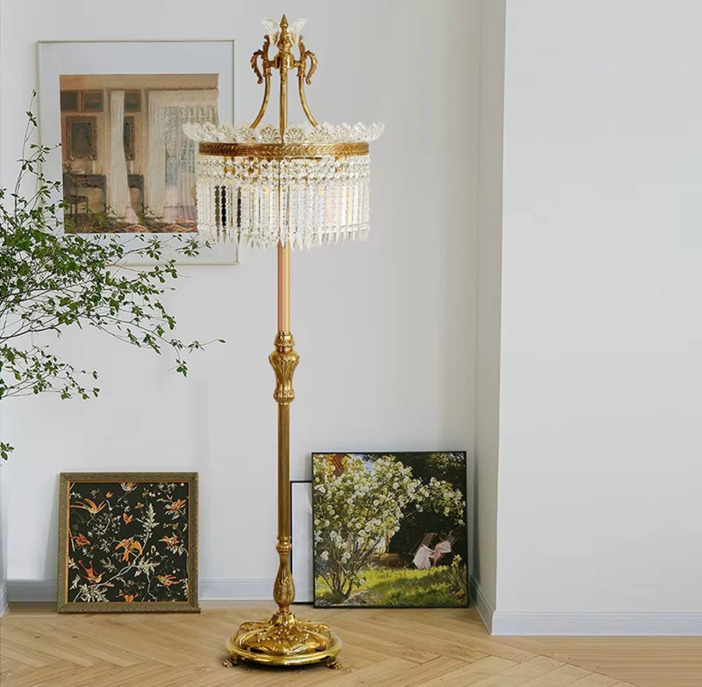 Isadora Gilded Crystal Floor Lamp