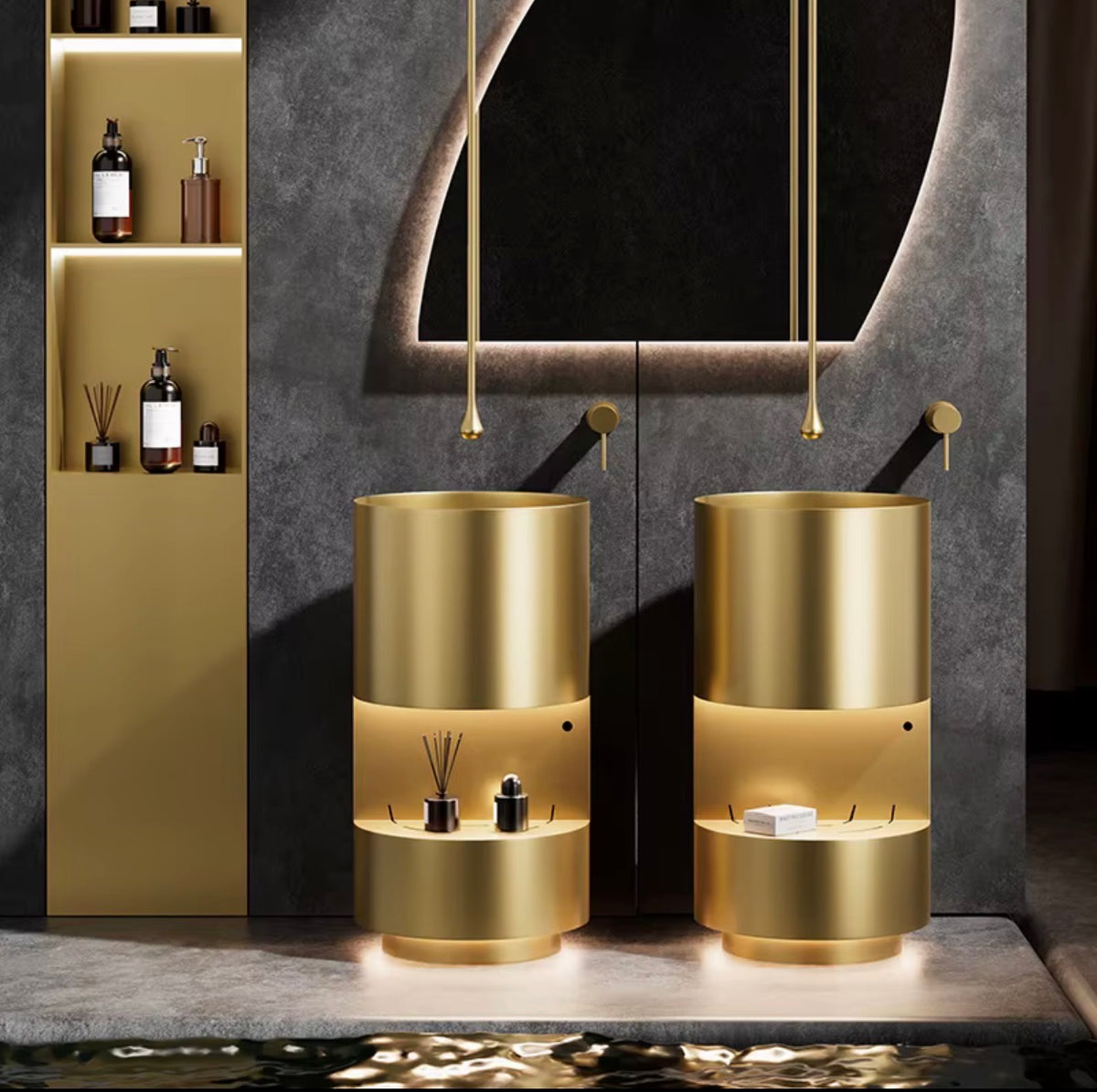 Adimari 304 Stainless Steel Pedestal Sink with Open Shelf