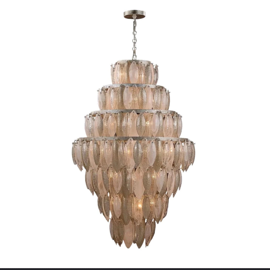 Aria 7-Tier Gradient Champagne Speckled Leaf Chandelier