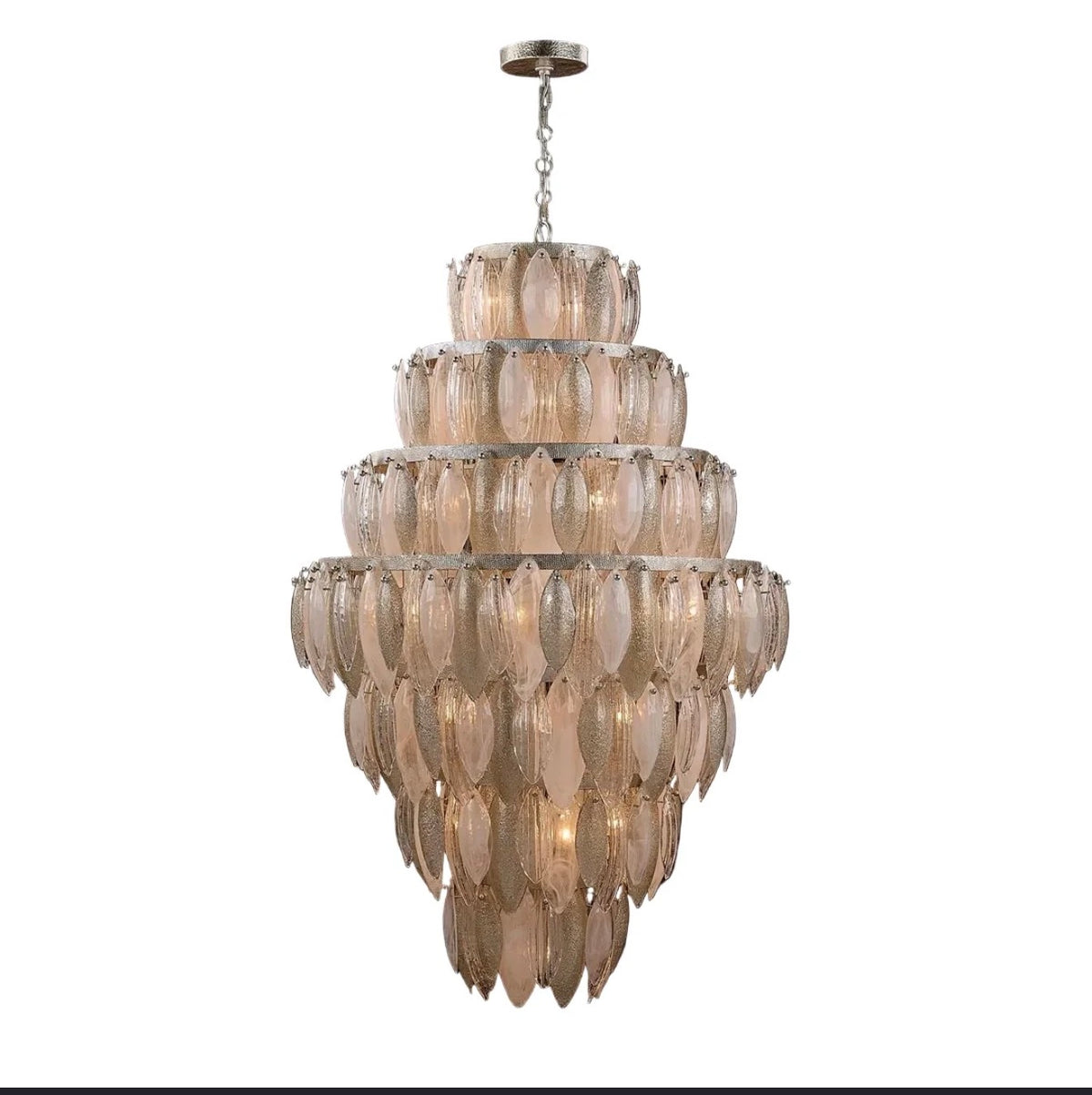 Aria 7-Tier Gradient Champagne Speckled Leaf Chandelier