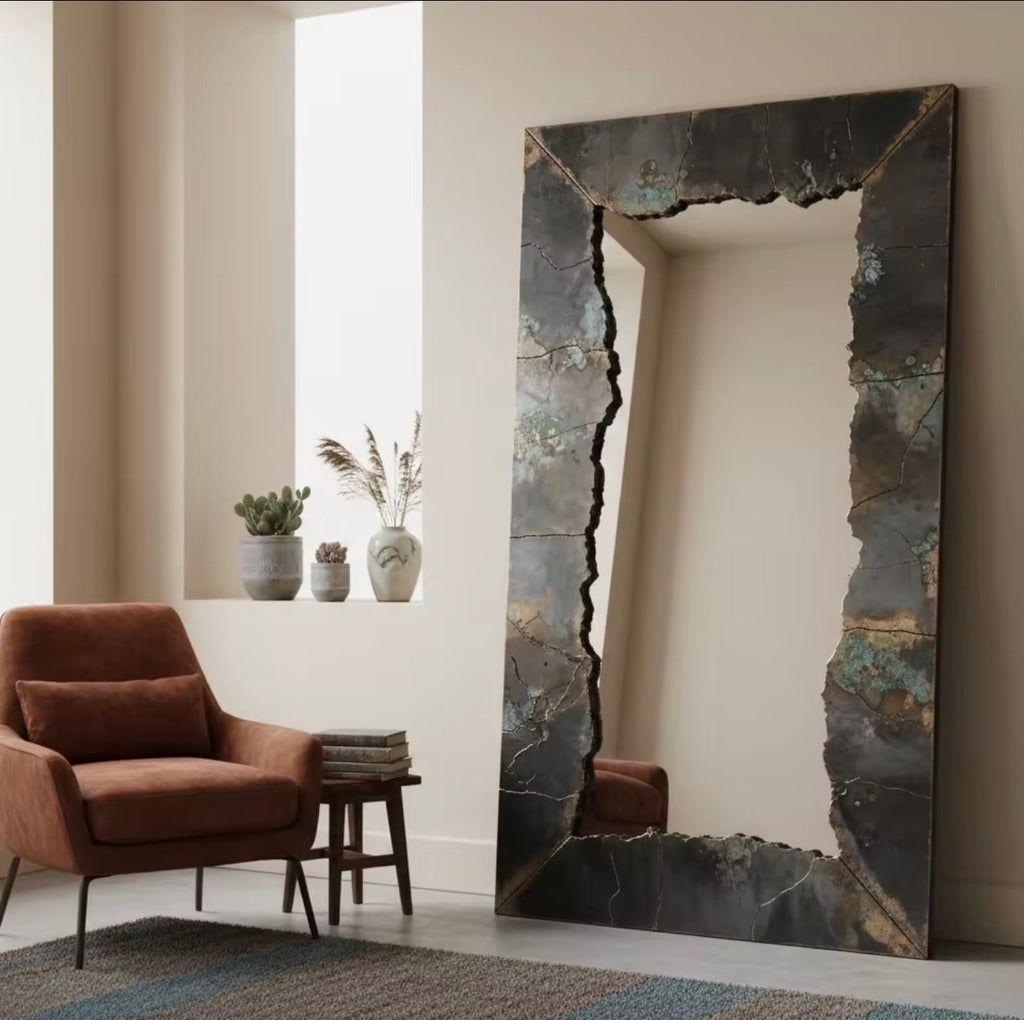 Casa Milano – Obsidian Rift Statement Floor Mirror