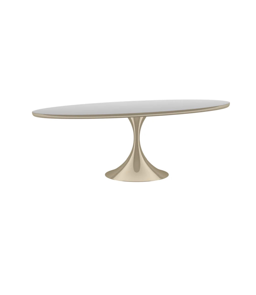 Casa Milano Oval Mirror Dining Table – Luxury Pedestal Design