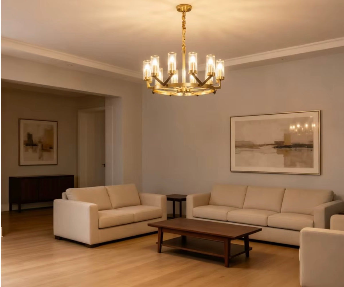 Vittoria Black & Gold Glass Chandelier