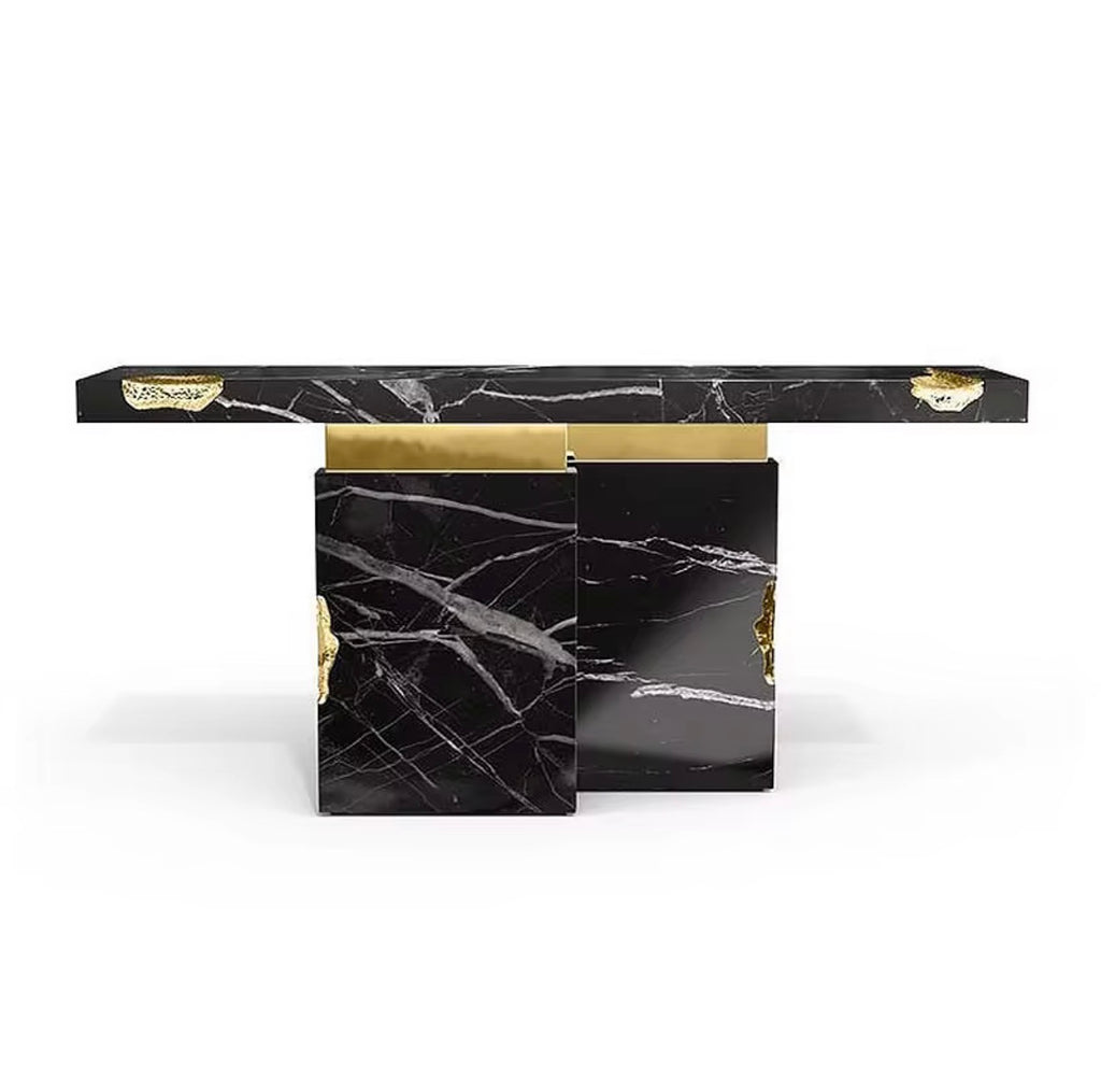 Casa Milano™ Luxury Marble Console Table – Black & Gold