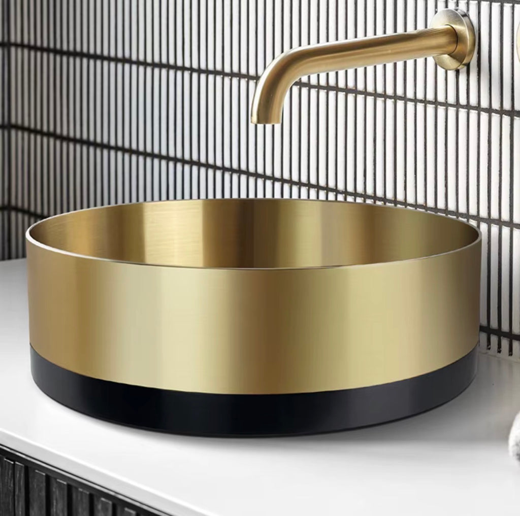 Vittoria Two-Tone Gold & Black Stainless Steel Vessel Sink