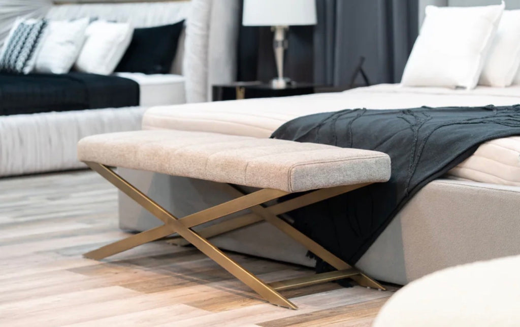 Casa Milano – Gray Fabric Bench | Modern Xane