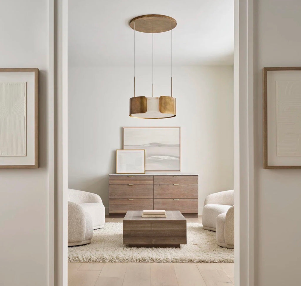 Anne-Marie Barton Alabaster 28″ Drum Chandelier