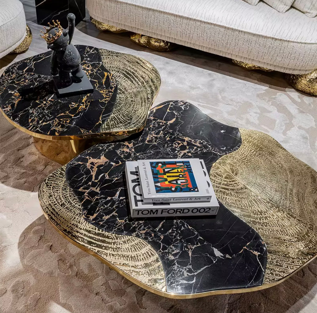 Casa Milano™ Luxury Marble Coffee Table Set – Black & White | Italian Modern Design