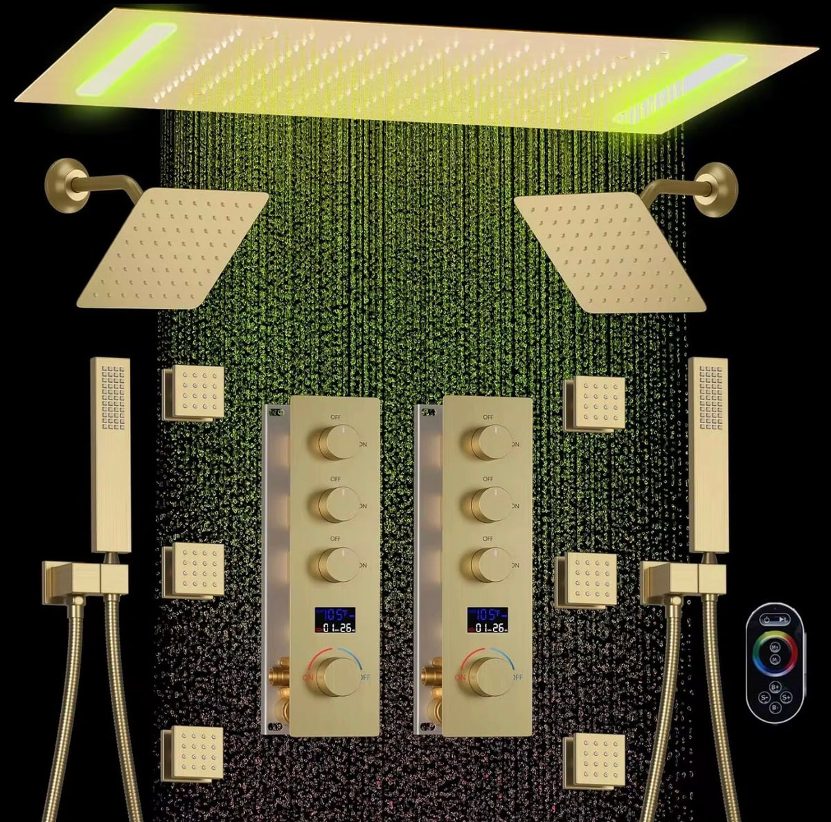 Aveline Dual LED Thermostatic Rain Shower System