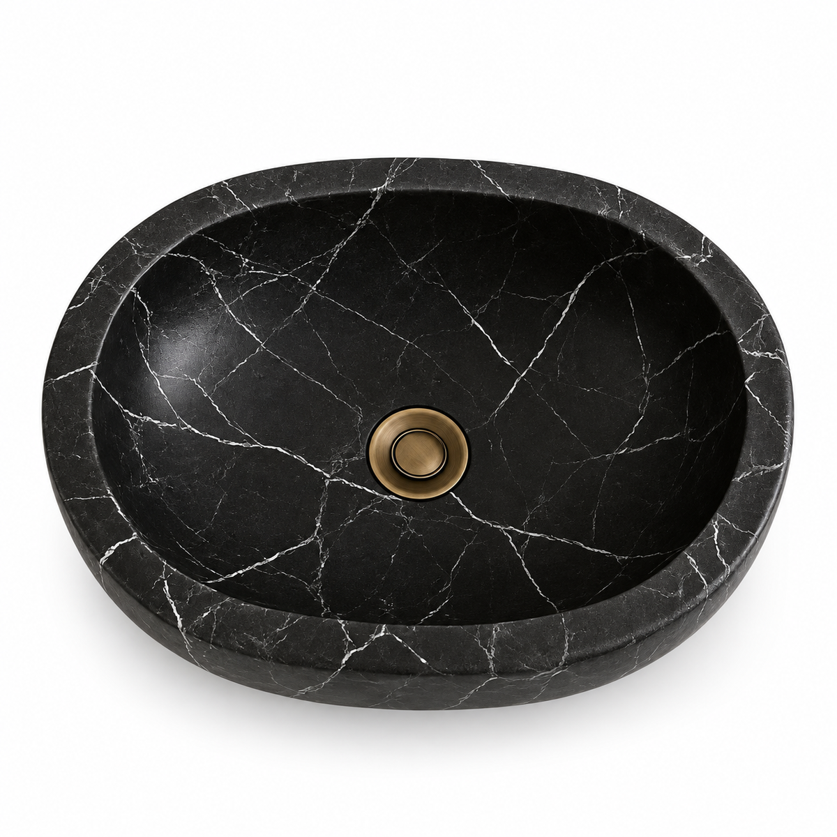 NOIR NATURAL BLACK MARBLE OVAL VESSEL SINK